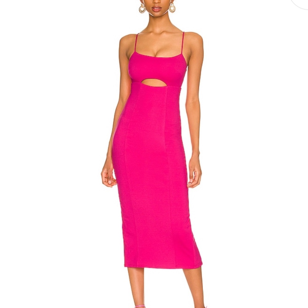 Enzo MIDI Dress in Hot Pink